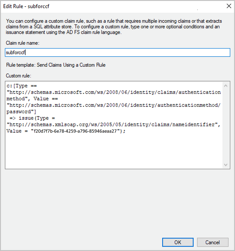 AD FS Configure Custom Claim Rule