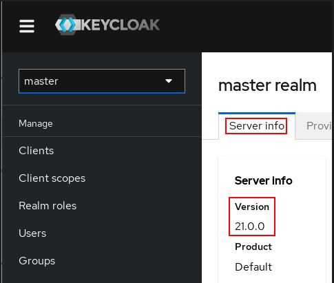 Keycloak version